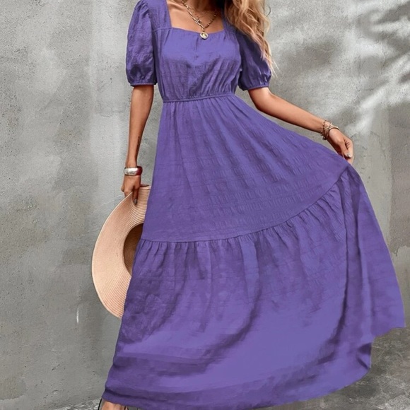 Boho  hot pink square neck A-line maxi dress - Picture 13 of 16